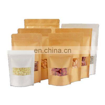 Nuts bags brown kraft paper food nuts bag with clear window clear plastic pouches