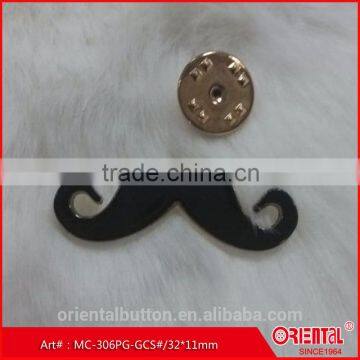 Black Epoxy With Silver Base Mustache-shaped Metal Brooch photo-3