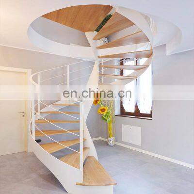 Luxury Decorative indoor curved staircase and wood oak treads from China Foshan stairs supplier