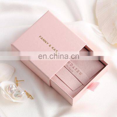 PandaSew Pink Personalized Design Paper Jewelry Box Custom Logo for Necklace Bracelet Ring