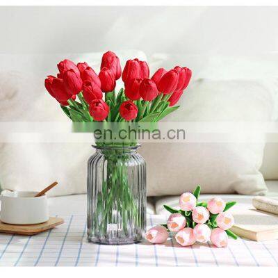Wholesales Manufacture Wedding Bride Bouquet Beauty Silk Touch Artificial Tulip Flowers For Home Decoration