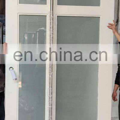 White Iron Glass Front Entry Door Exterior Modern French Metal Pivot Glass Door