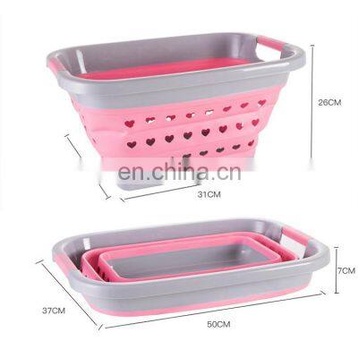 Home Collapsible Plastic Laundry Basket Hamper Multi-purpose Folding Foldable Washing Basin Dirty Clothes Storage Container photo-2