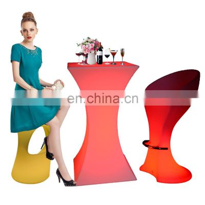 high top bar tables and chairs /Rechargeable rgb colors glow night club furniture chair illuminated led fancy Bar Furniture Sets