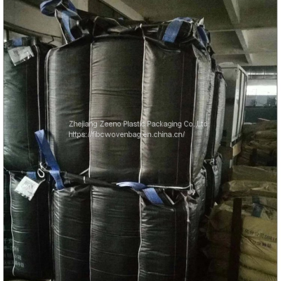 1500kg baffle PP bulk bag packing for Industrial sand and powder, black color fabric, safe factor:5:1