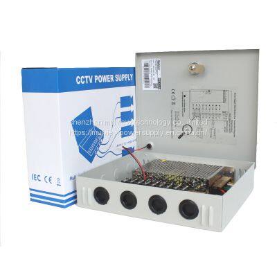 9CH Outputs 12V 10A 120W CCTV Central AC DC Power Supply Distribution Box