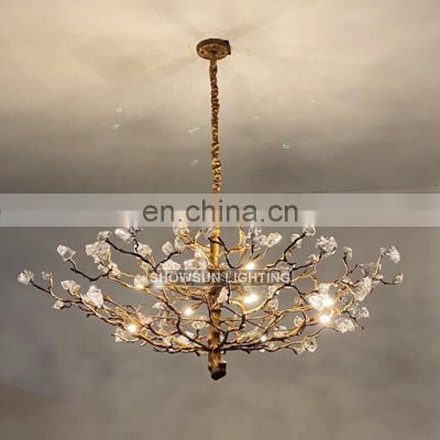 Creative LED brass luxury chandelier home modern golden crystal chandelier for living room