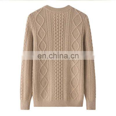 Custom Women's Winter Fashionable Thick Crew Neck Jumper Cable Knit Fashionable Winter Cashmere Sweater