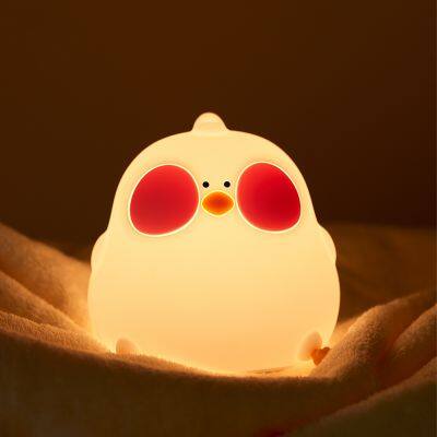 Creative Rechargeable LED Night Light Silicone Chick Lamp with Remote Control Baby Kids Bedroom Bedside Table Room Gift