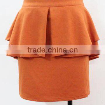 2015 latest design pleated women polyester/cotton mini ponti skirt