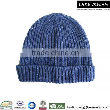 100% Acrylic Knitted Hat With Nep Yarn For Men