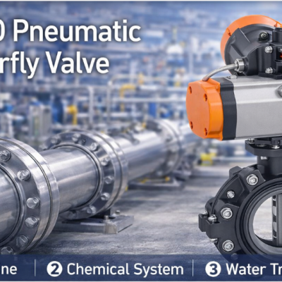 Пневматически приводимый шаровой клапан PVC-U ANSI с лапками, открывающийся в аварийной ситуации для промышленных трубопроводов
