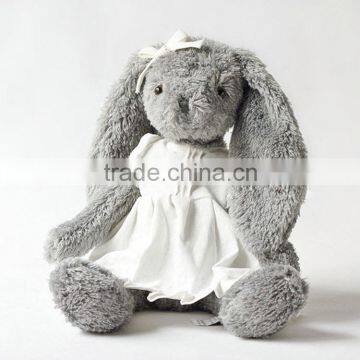 long ear plush stuffed rabbit toy black color