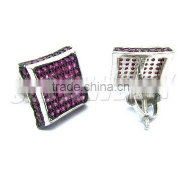 Wholesale Price Men' Earring Ruby Stones &black Stones Pave in zc Earring Real Ruby Stone