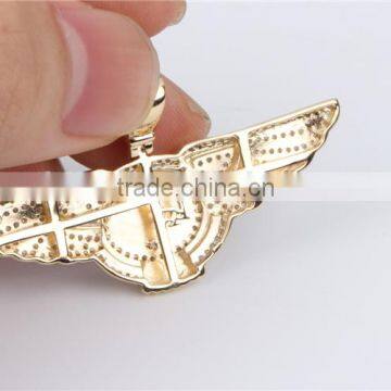 Fashion New Design B Wing Shape Hip Hop 10k Gold Pendant Setting Diamonds Jewerly