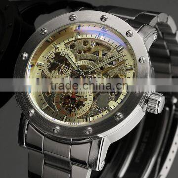 Full Steel Big Dial Skeleton Mechanical Watch Transparent Mechanical Watches WM392