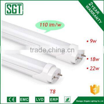 wholesale Aluminum+PC 110lm/W 9w 12w 18w 22w led light T8 tube pipe