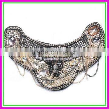 Factory Customize Handmade Stone Cloth Collar, Metallic Chain Metal Piece Clothing False Collars