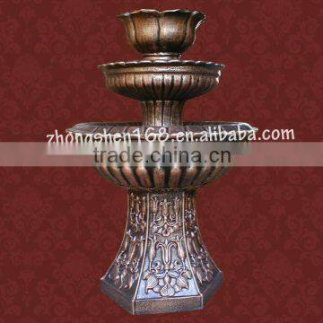 beautiful outdoor & indoor fiberglass fountain with golden painting