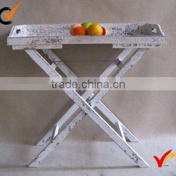 shabby chic whtie folding wooden tray table