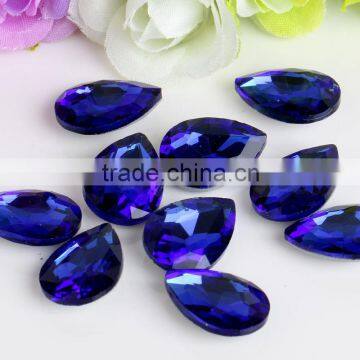 Royal Blue High Fancy Quality Wholesales Point Back Loose Teardrop Shapes Crystal Glass Beads for Jewelry Making Cheap