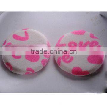 Pink letters printing flocking makeup sponge puff