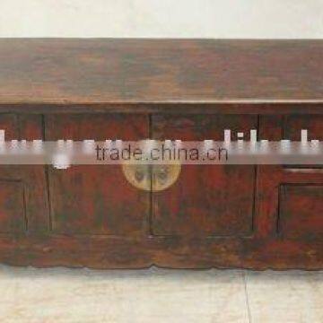 Antique Chinese wooden low Kang cabinet