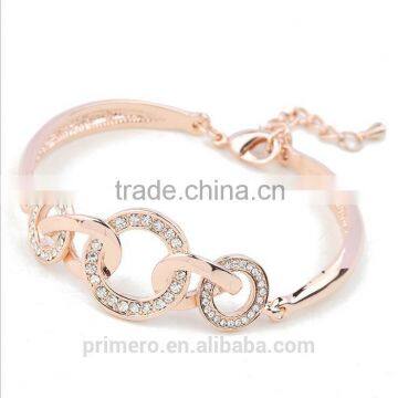 Fashion Jewelry 18K Rose Gold Filled Clear Unique Circle Austrian Crystal Bangle Bracelet photo-6