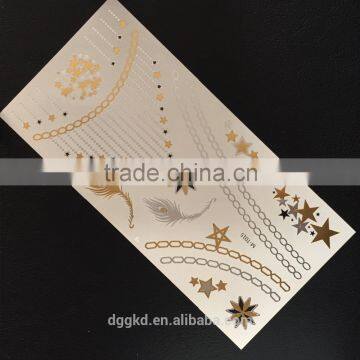 hot new magic gold silver tattoo foil metallic tattoo fashion flash color jewelry body tattoo temporary tatoo sticker