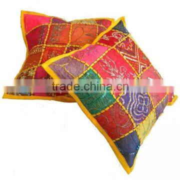 Trendy Designer Home Furnishing Cushion Covers With Heavy Embroidered PatchWork