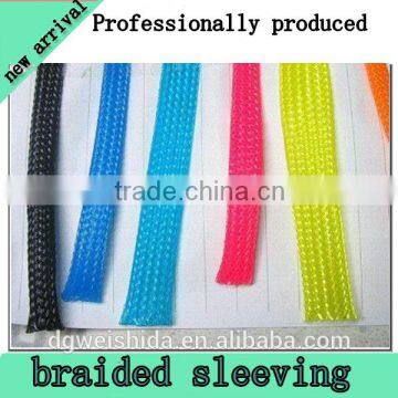 Plastic braided sleeving automotive wiring harness