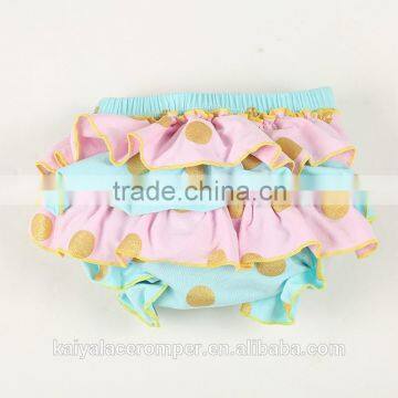 Gold Polka Dot Ruffle Bloomer,Organic Cotton Underwear,Aqua Gold Dot Baby Diaper Cover
