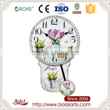 China manufacture Paris feeling green bottle and flowers china round quartz clock