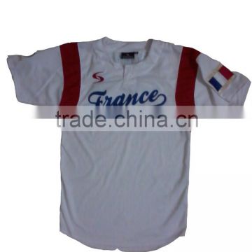 Custom Men's 2 Buttons Baseball Jersey White with Red inserts