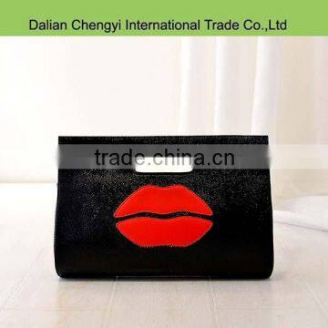 Newest fashion lips pu evening handbags for women