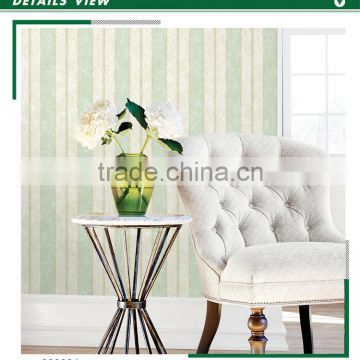 cheapest printing non woven wallpaper, green simple striped walls wall mural for room , pretty wall decor wholesale