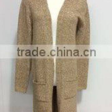 fur trim long sleeve women longstylish knitting Cardigan, sweater with pocket