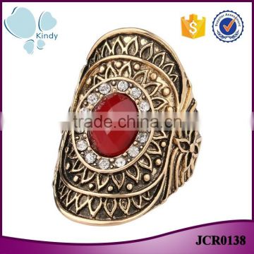 Fashion vintage jewelry zinc alloy gemstone latest gold ring designs for girls