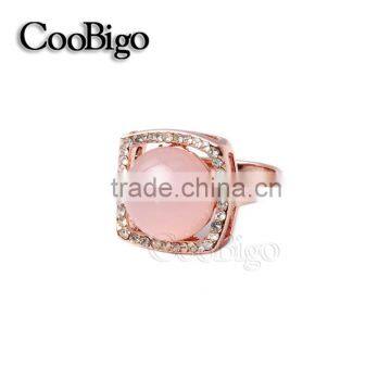 Fashion Jewelry Rose Gold Plated Pink Stone Ring Girl Wedding Party Show Gift Dresses Apparel Promotion Accessories