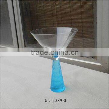 Handmade Blue Color Heavy Stem Design Cocktail Glasses photo-3