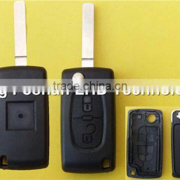 Key blanks wholesale Citroen C3 C4 C5 307 blade 2 button flip remote key shell cover case with logo