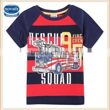 2-6y (C6048) ready made nova kids wear tshirts wholesale child stripe tshirts baby boy printed tshirts