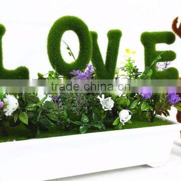 lovely style artificial plant bonsai with moss letter plastic flower bonsai for office table centerpieces