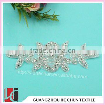 HC-2071 China Wholesale Crystal Bead Appliques ,Beaded Applique Wholesale Bridal Rhinestone Appliques for Wedding Dresses photo-2