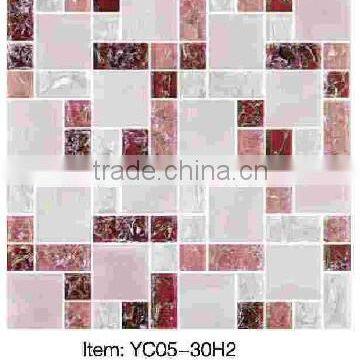 pink mixed white crystal glass mosaic tiles