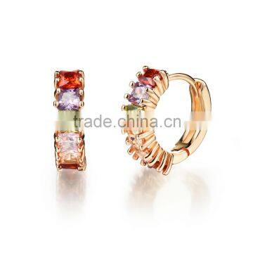 Luxury 18K Gold Plated Woman Hoop Earring Classical Multicolor Cubic Zirconia Women Fashion Jewelry