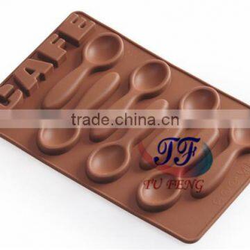 7 Holes Food Grade Silicone 3d Cafe Chocolate Spoon Mould photo-3
