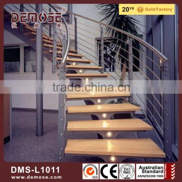 waterproof led light tempered glass stair treads steel glass stairs