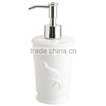 Pure white ceramic soap and lotion dispenser