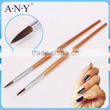 ANY Nail Art Beauty Care Golden Wood Handle Pure Sable Acrylic Nail Brush